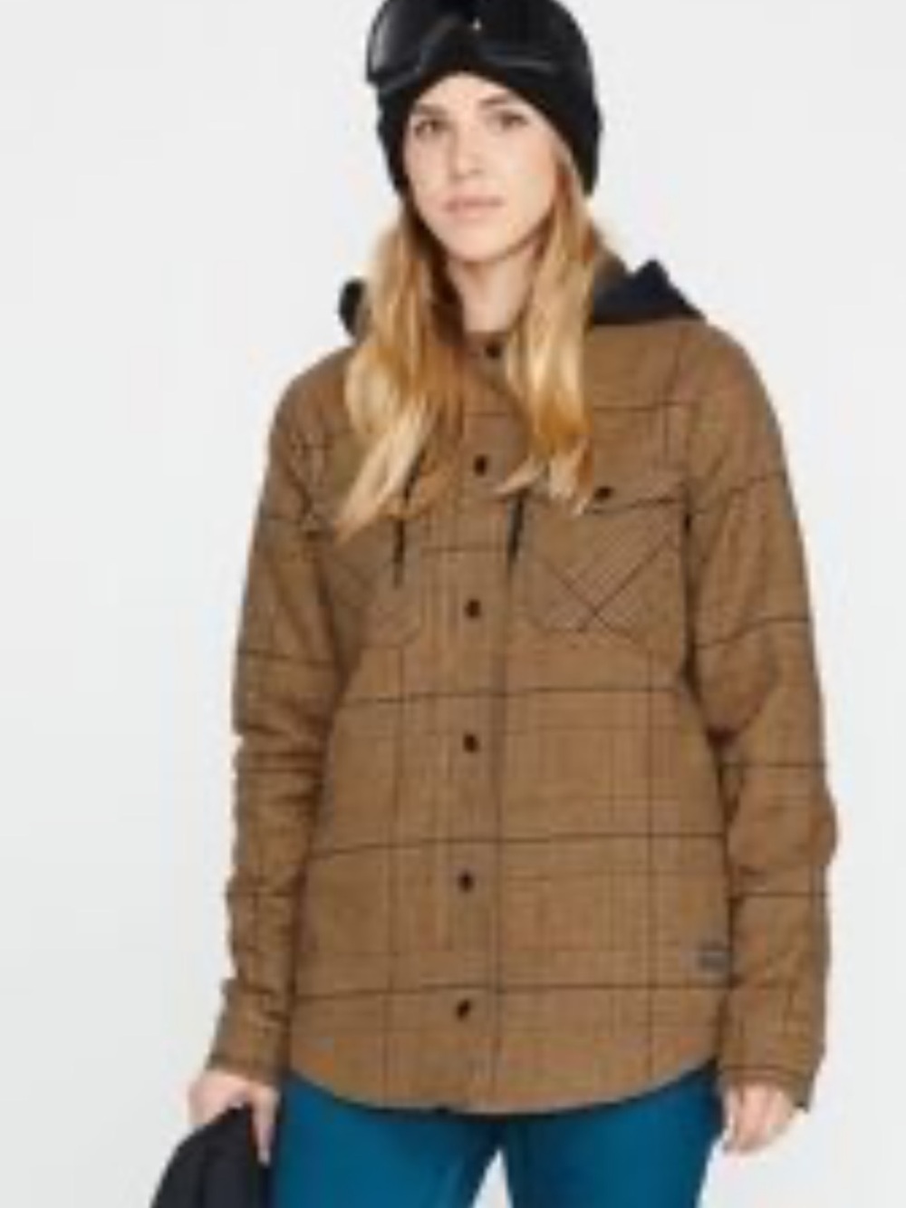 Volcom Snowboard Snow - HOODED FLANNEL JACKET - CARAMEL Size M